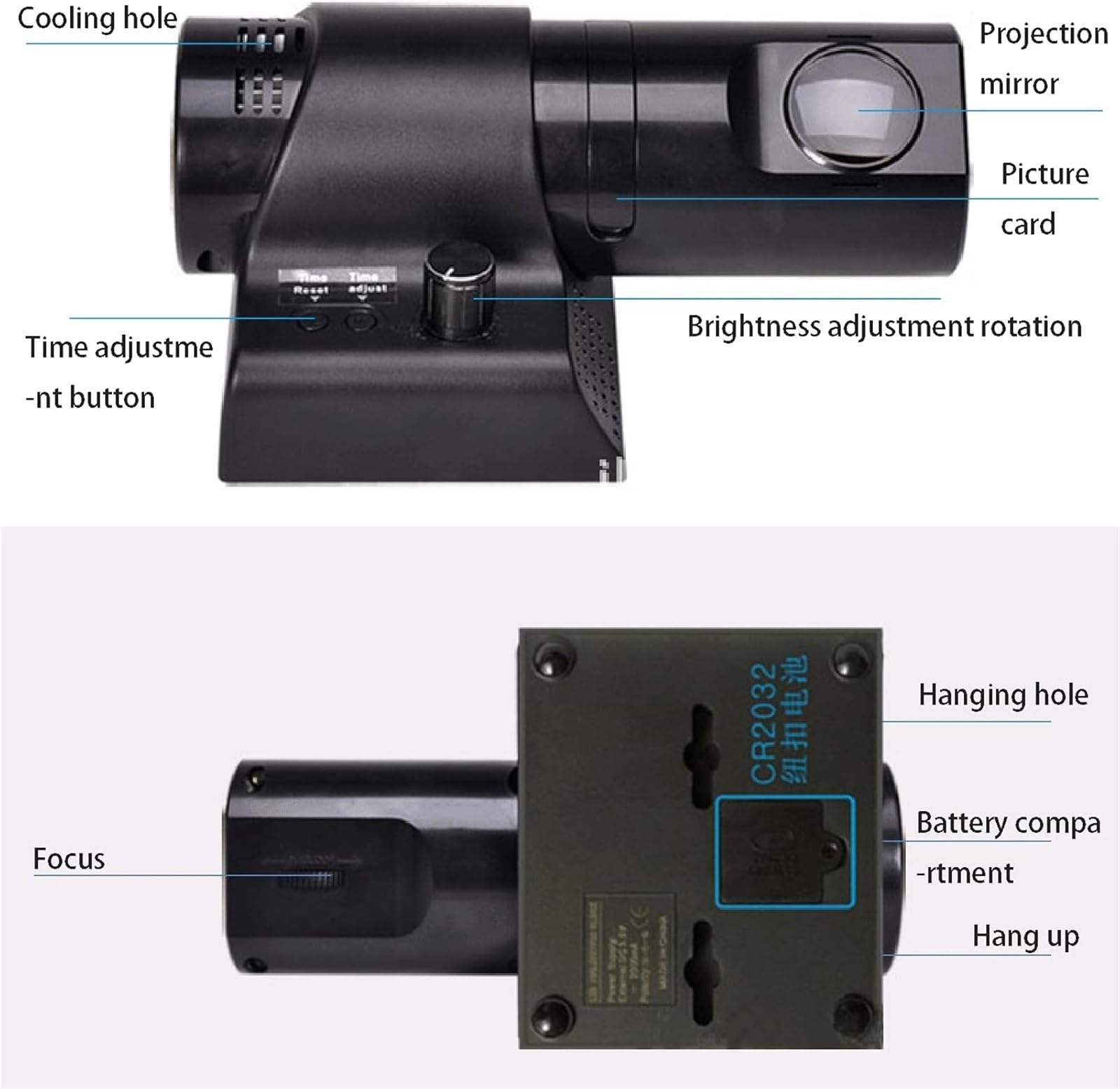 Reloj despertador LED con proyección giratoria de 180° y mando a distancia, números arábigos y romanos conmutables, ideal para dormitorio y oficina
