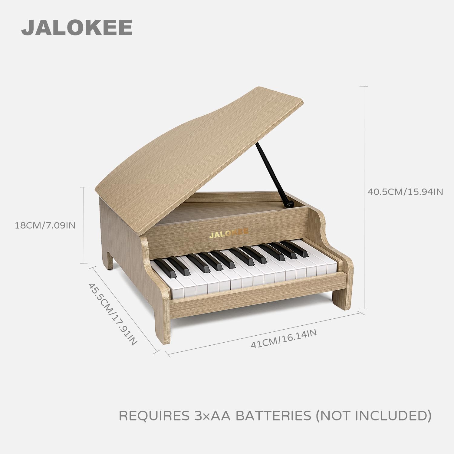 Klawiatura fortepianowa dla dzieci, 25 klawiszy, miniaturowy fortepian z ogonem, drewniany instrument edukacyjny, regulowana głośność, odpowiednia dla dziewczynek i chłopców (Dąb)