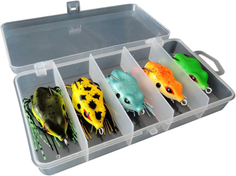 NICEJW Cebo De Pesca, Accesorio De Pesca, 5 Piezas 3D Gran Rana Topwater Señuelo De Pesca Crankbait Anzuelos Bass Bait Tackle Tool