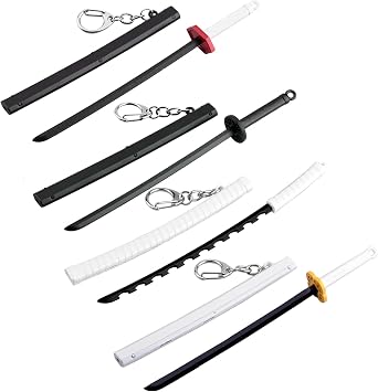 Demon Keychains, 4pcs Anime Keychains, Anime Gifts with Durable Metal Vibrant Colors Mini Katana Keychains for Bag Wallet Car Key