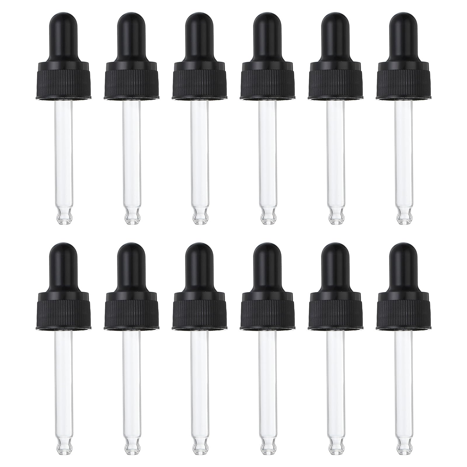 PATIKIL Glass Eye Dropper Caps, 12 Pcs Plastic Glass Dropper Closure Top for 15ml(1/2oz) Essential Oils Bottle, Perfume, Lab Experiments, Black