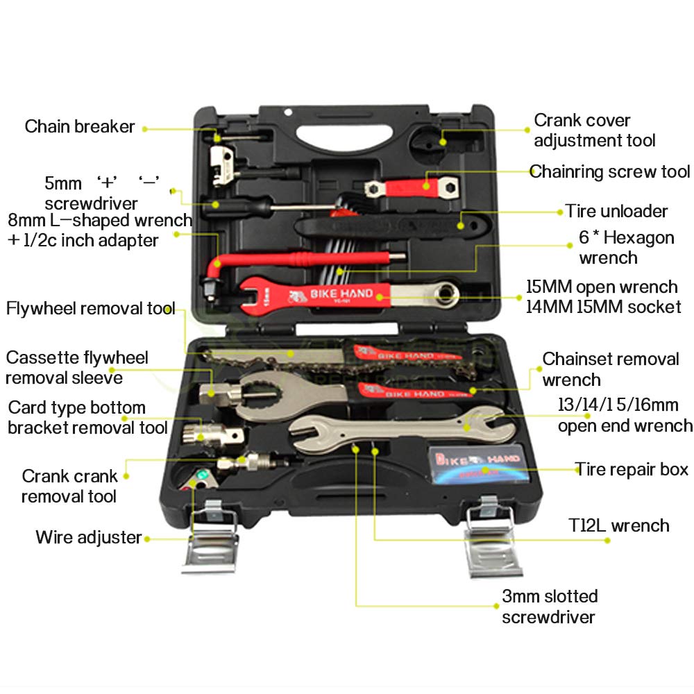 Kit di Attrezzi per Biciclette Set di Riparazione Multifunzione per Bici Accessori Completi per Attrezzatura da Ciclismo su Strada MTB,YC-728