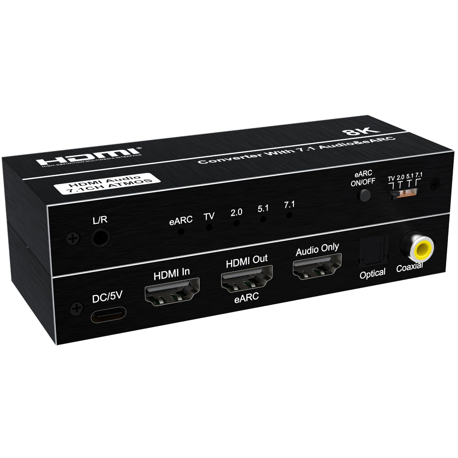 Estrattore audio HDMI 8K con eARC, 4K@120Hz 144Hz, 40Gbps HDMI 2.1, Dolby Atmos/DTS:X, ottico/coassiale/uscita audio da 3,5 mm per PS5, Xbox Series X/S, PC, home theater