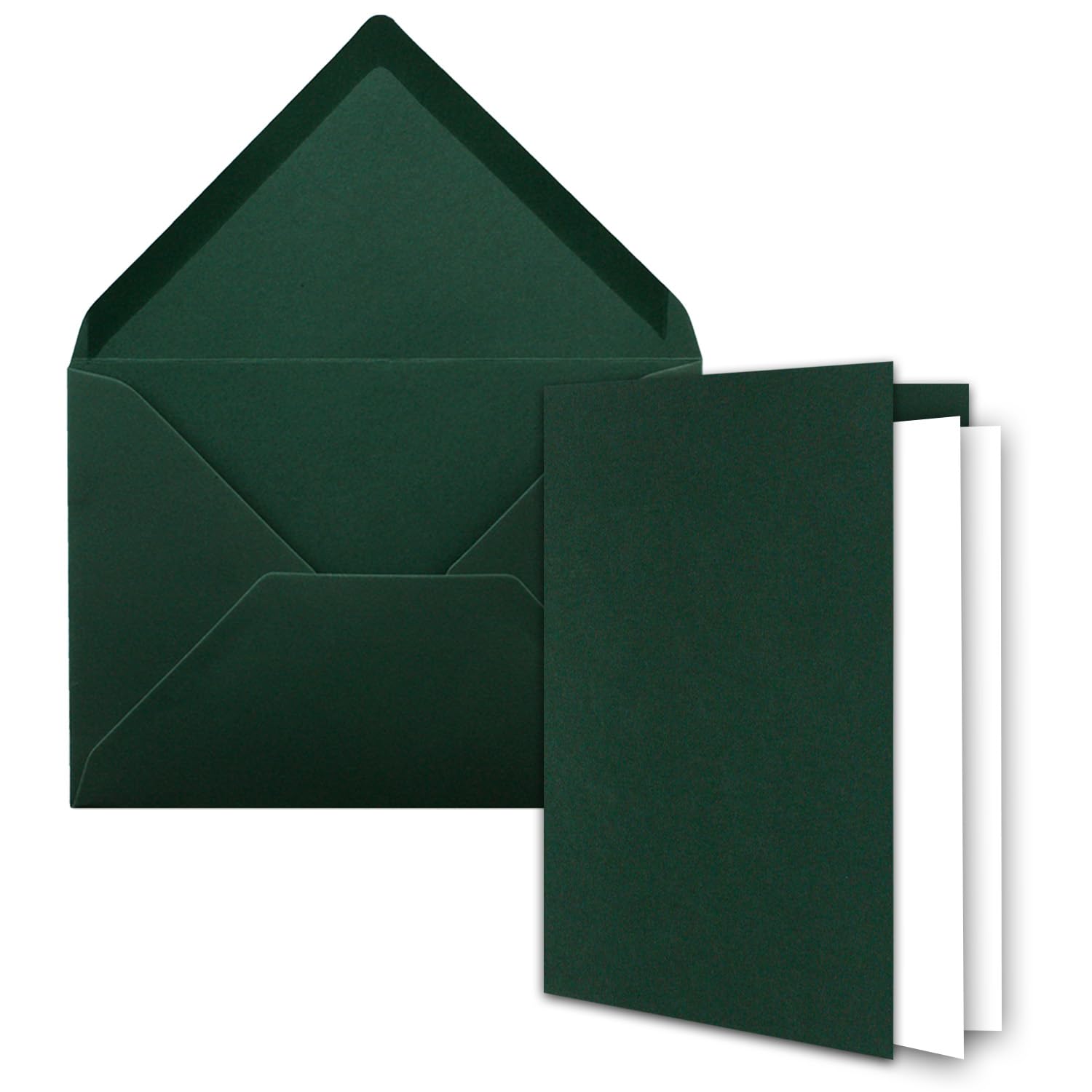 150 x DIN B6 składane kartki zestaw z kopertami w kolorze zielonym sosnowym – 120 x 170 mm – w zestawie biały papier – idealne na zaproszenia, wesele, chrzest, komunię, bierzmowanie