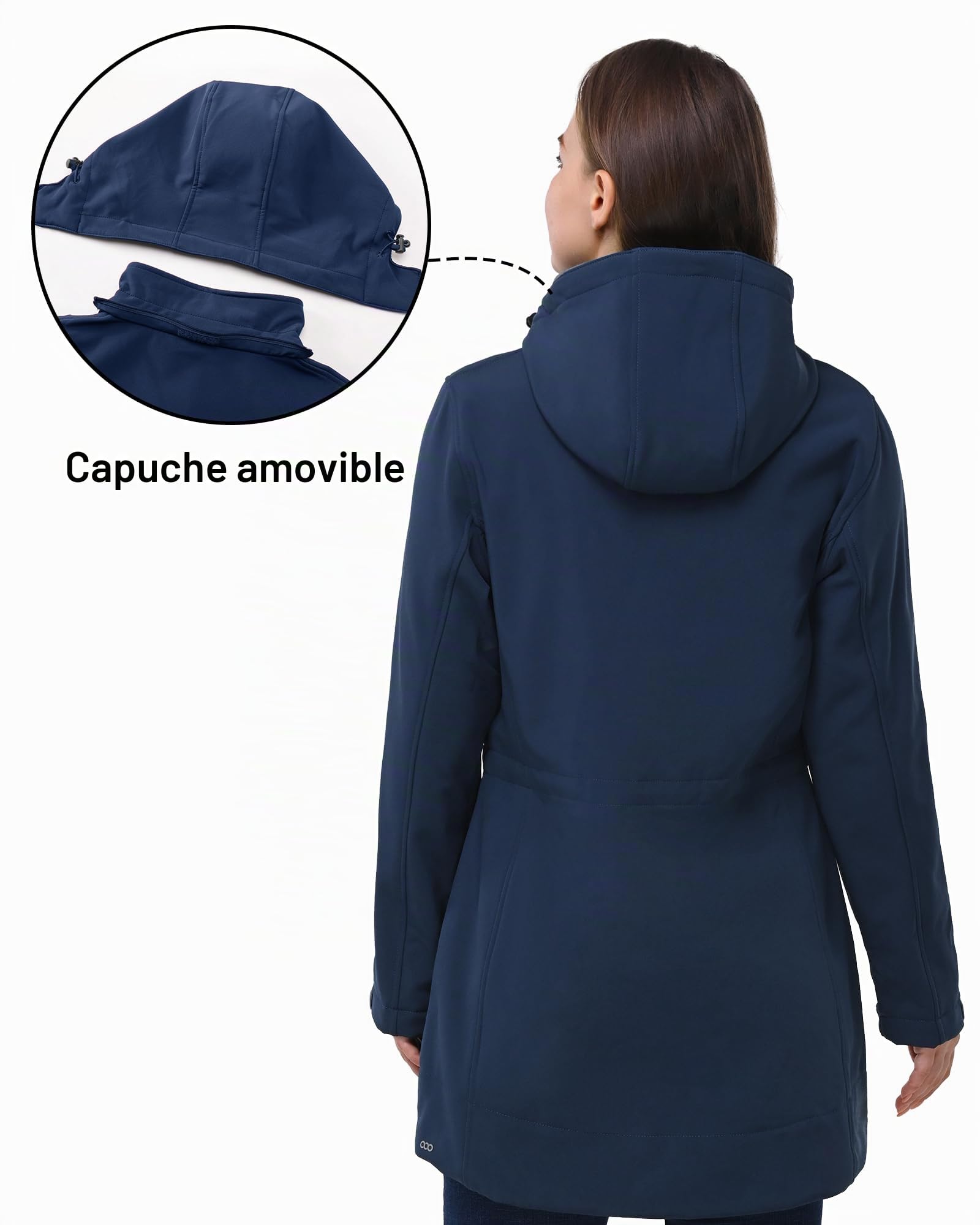 33,000ft Femme Veste Softshell Imperméable Longue Légère Jacket À Capuche Veste de pluie softshell Blouson Coupe Vent pour Activites En Exterieur Course à pied Randonnée