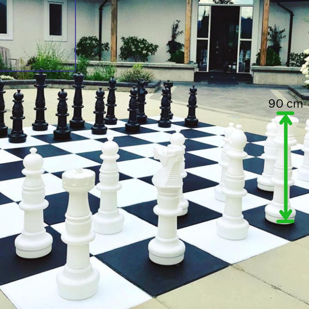Gioco di scacchi da giardino XXL, design Staunton, altezza del re 30-94 cm, dettagli eccellenti, per interni ed esterni XL Indoor e Outdoor (re 94 cm)