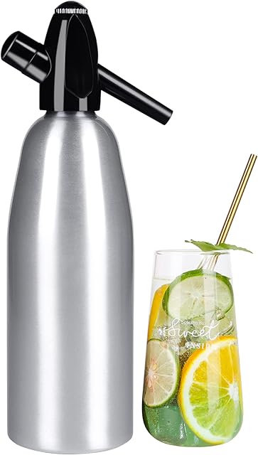 Soda Siphon Crystal Sparkling Water Maker Soda Makers for Individual Adding of Carbonic Acid in Tap Water-Uses Standard CO2 Charger (not included),1L,Silver