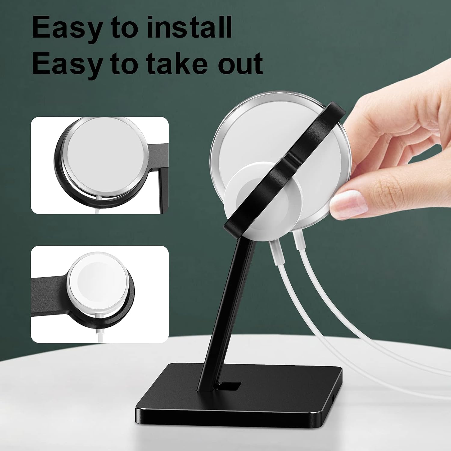 Cheap EWA 2 in 1 Magsafe Charger Stand, Aluminum Alloy,Phone Stand Holder,Compatible with iphone13/pro/pro Max, iPhone 12/ Pro Max/Mini and Apple Watch 3/4/ 5/6 Black - (Chargers Not Included) Discount EWA 2 in 1 Magsafe Charger Stand, Aluminum Alloy,Phone Stand Holder,Compatible with iphone13/pro/pro Max, iPhone 12/ Pro Max/Mini and Apple Watch 3/4/ 5/6 Black - (Chargers Not Included)