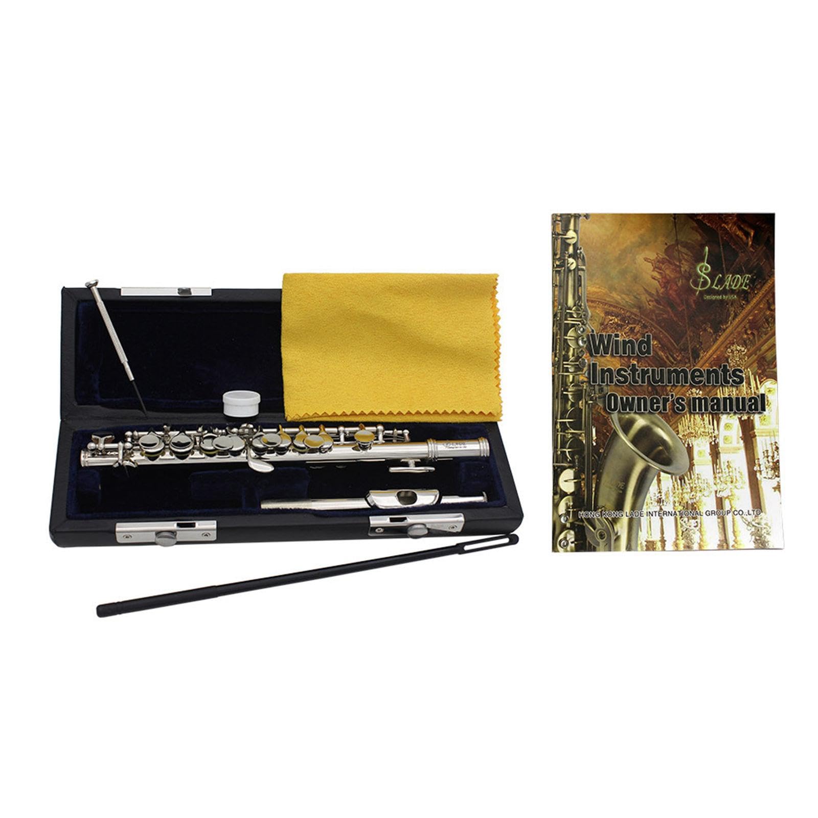 F Fityle Chiave Piccolo C con custodia rigida e kit di pulizia Strumento a fiato Flauto fori per feste regalo per studenti, ARGENTO