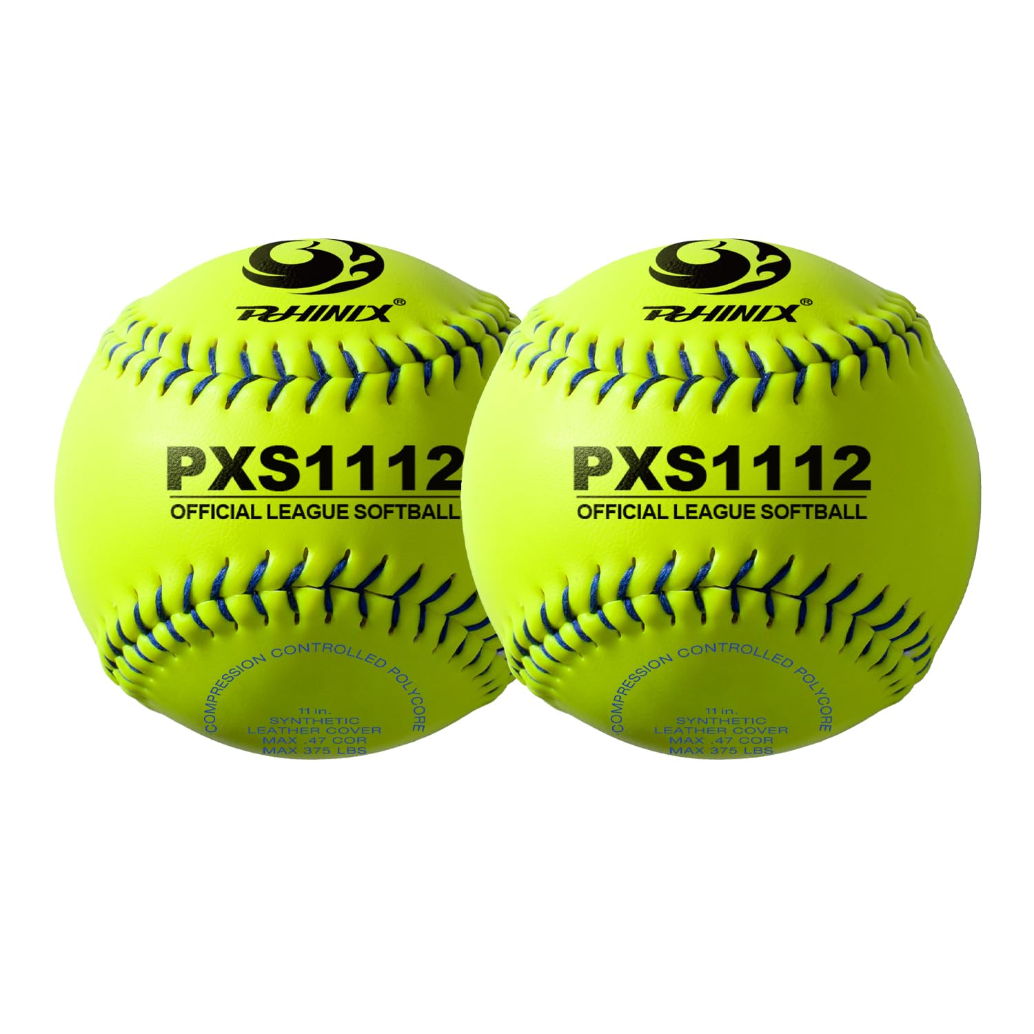 PHINIX Practice Fast-Pitch Softball Official Size and Weight Professional Quality 11" & 12" Options (COR .47 / Comp.375)