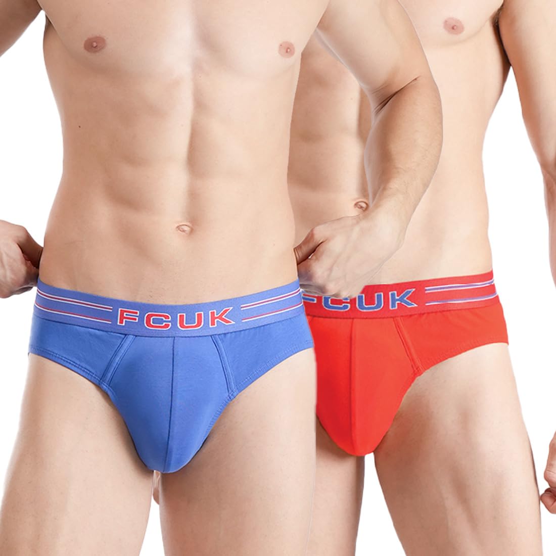 FCUK Cotton Elastane Flex Galdhawk, Men's Solid Briefs Pack of 2 Regular Fit