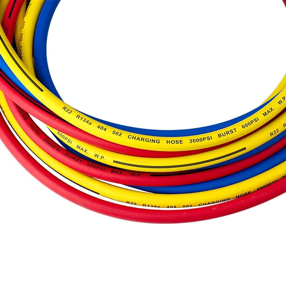 Manguera De Carga De Refrigerante De CA De 3 Metros De 1/4 De Pulgada For HVAC De Automóvil, Construcción De Caucho De Nitrilo Y Latón, Compatible Con R22/R134A/R502/404A - Resistente A Alta Presión