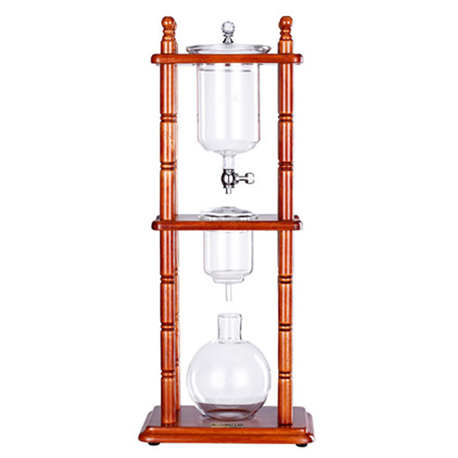 Cold Drip Coffee Maker for 5-8 Cups, Cold Brew Drip Tower, Iced Coffee Maker, with Dripper-Adjustable Water Flow, Glass Container and Vertical Wood Stand, Commercial Office Use