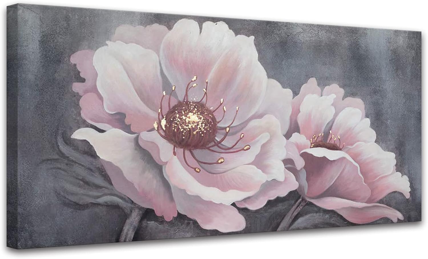 Canvas Wall Art Pink Flowers Wall Art Room Decor for Teen Girls Pink
