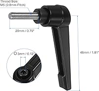 Vista 2 de uxcell 2 manijas de palanca de sujeción, M5 x 0.787 in, perno macho roscado de acero inoxidable 304, asas ajustables de bloqueo de trinquete