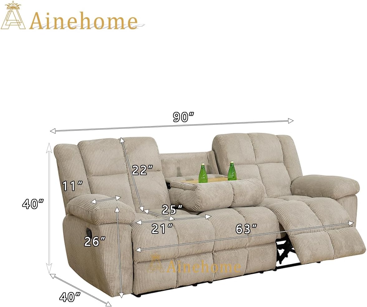 A Ainehome Manual Recliner Sofa Set, Corduroy Recliner Chair, Modern Loveseat Sofa, Modern Reclining Sofa Couch and Recliner Couches for Living Room/Office(Chair, Beige)