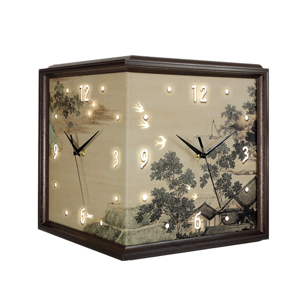 Horloge murale salon avec peinture décorative et mécanisme muet suspendu 26cm