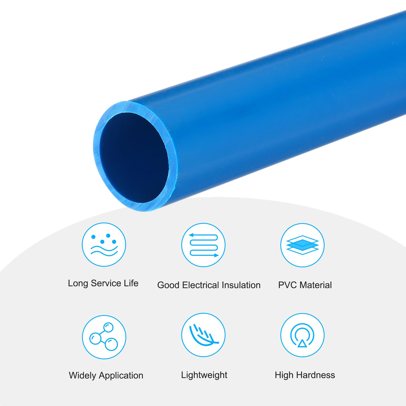 Light Blue PVC Tubing Sourcing Map 3/4 Inch PVC Rigid Tube Round Pipe ...