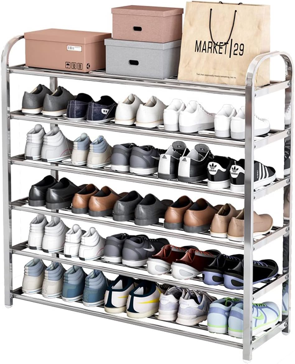 Shoe Rack Organizer for white metal,5 Tier Free Standing Shoe Rack Stainless steel Shoes Storage Shelf,Stackable Shoe Shelf for Entryway Doorway in silver : Home & Kitchen