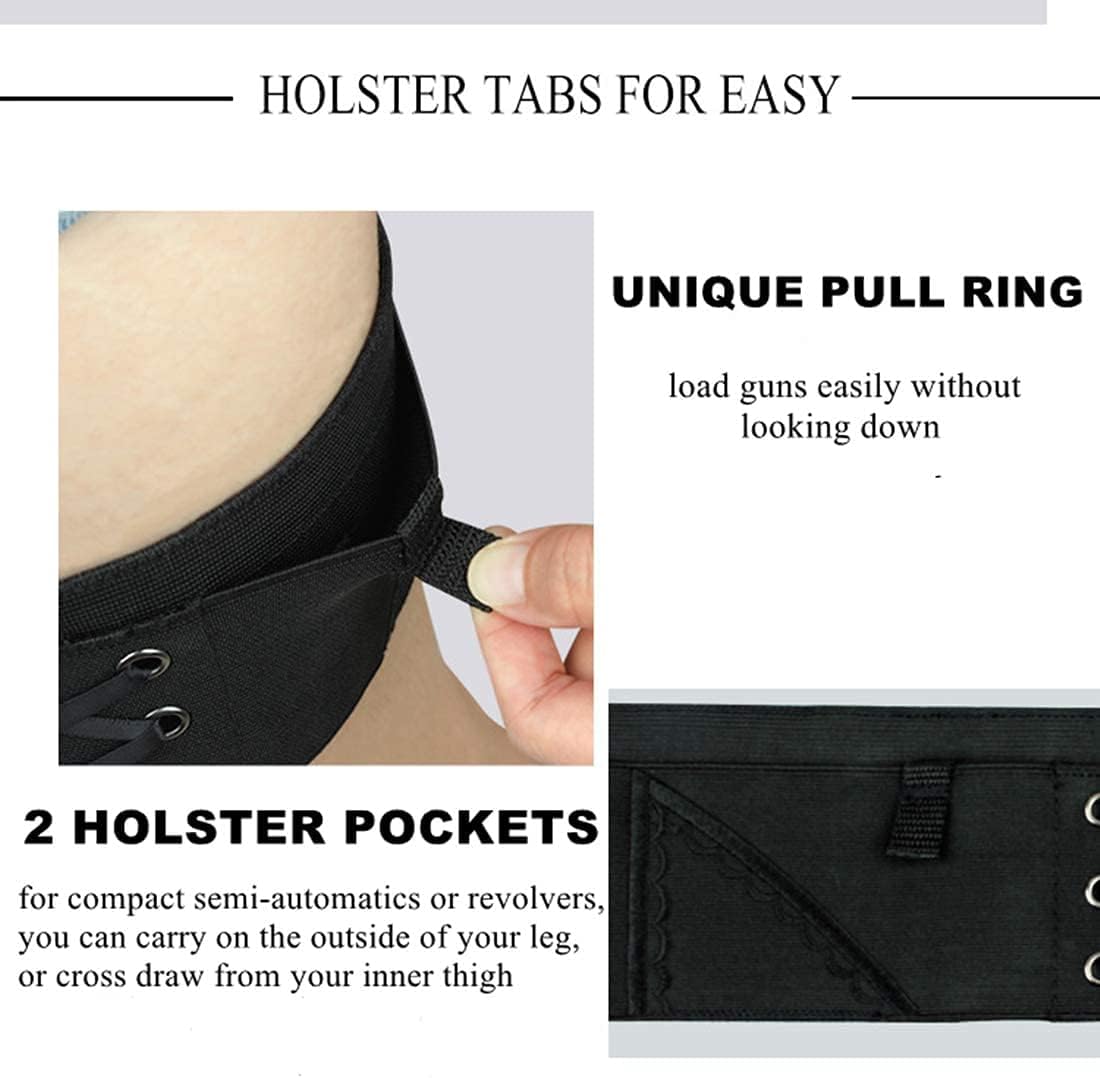 Conceal Carry Ankle Holster Gun Thigh Holster Leg for Women Sexy Hi'd'den Under Dress/Shorts Adjustable Ladies Pistol Holster Tactical for Weapons 380 Revolver Bag,Black - Image 3