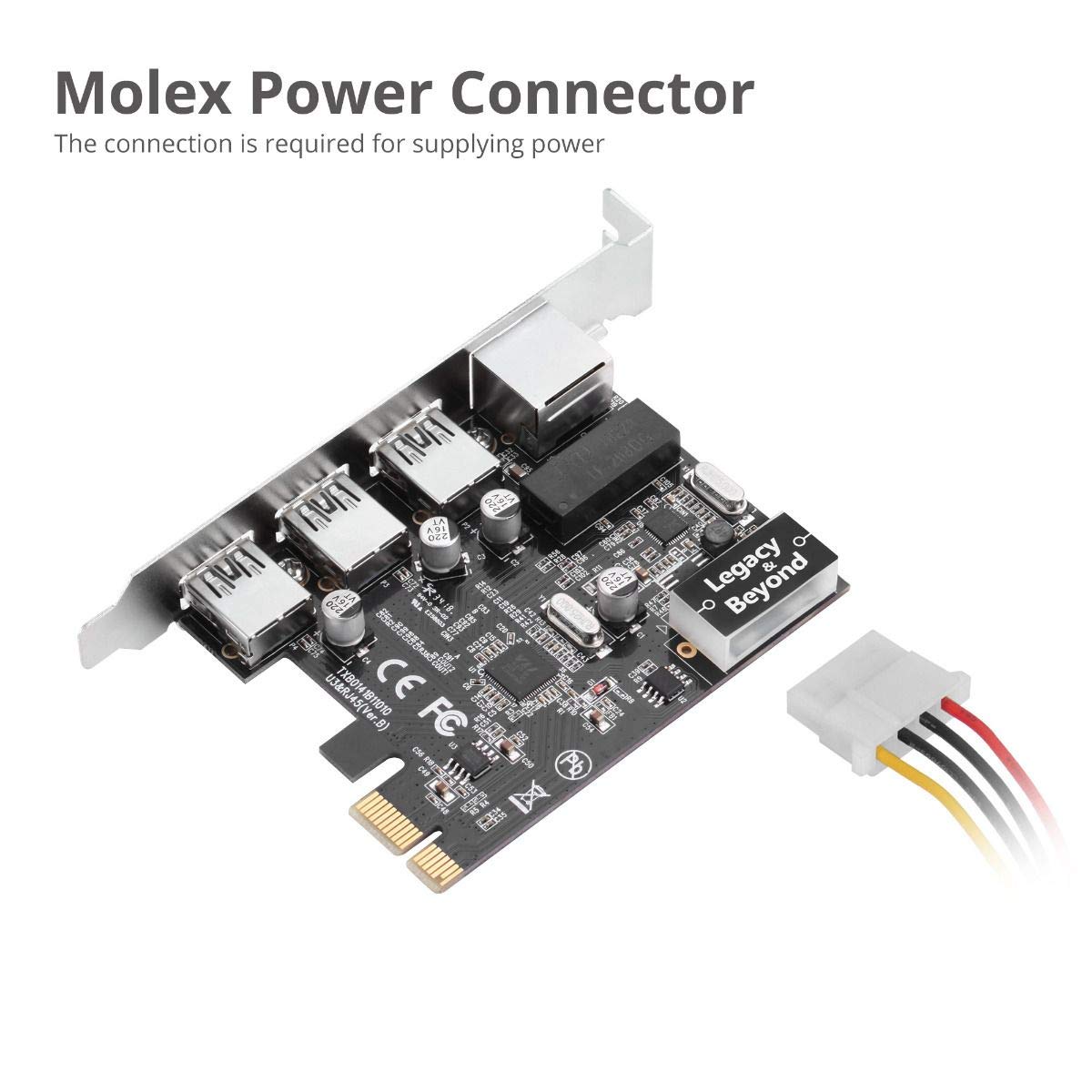 SIIG LB-US0614-S1 Carte adaptateur PCI Express USB 3.0 + Gigabit Ethernet LAN – Standard et bas – Profil Windows Server 7, 8, 8.1, 10 PCsPC