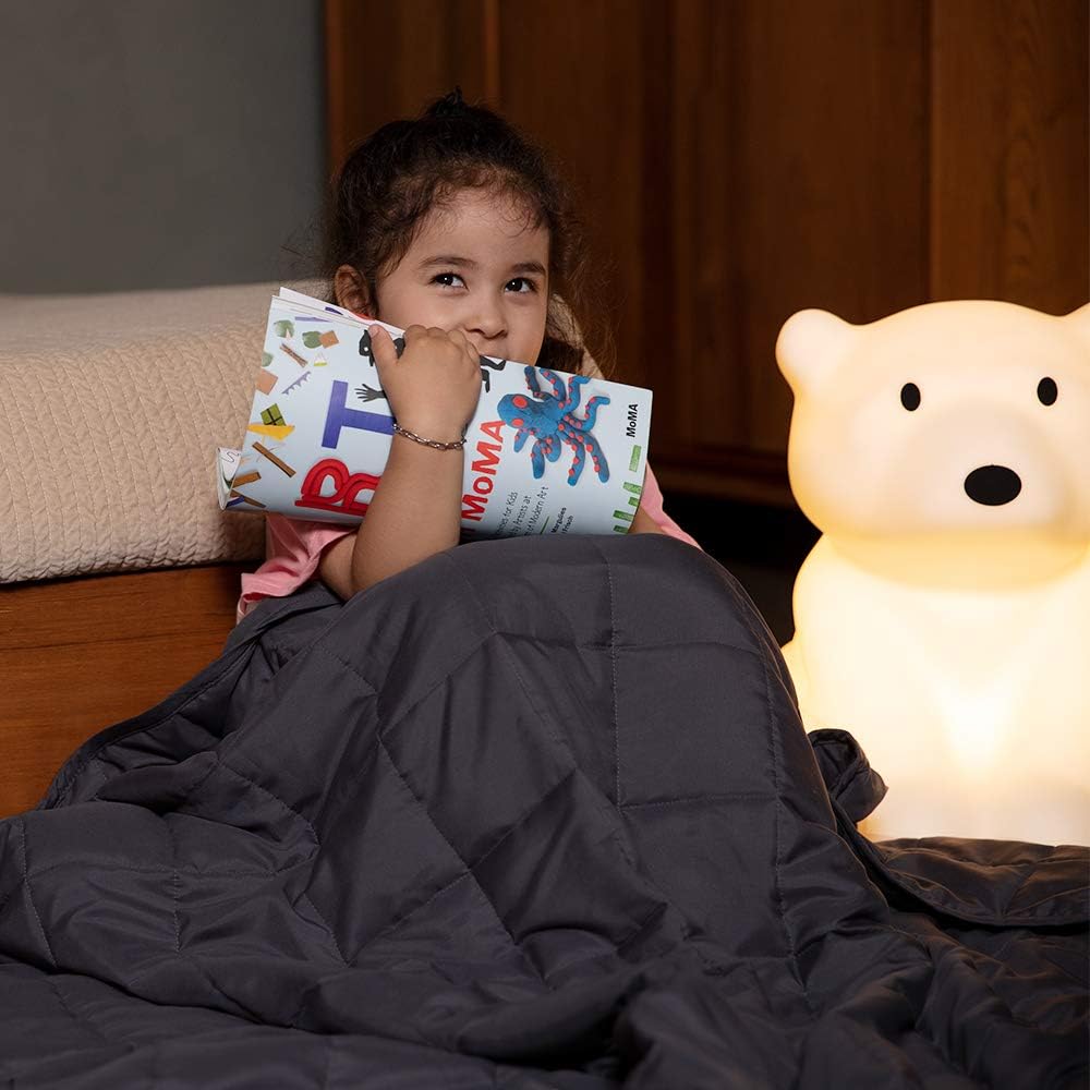 Syrinx Weighted Blanket Kids, 36'' x 48'', 5lbs, Dark Grey, Breathable Blanket with Glass Beads