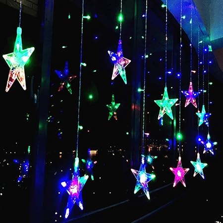Miradh 12 Stars 138 LED Curtain String Lights Led Lights for Home Decoration, Diwali Light (Multicolor)