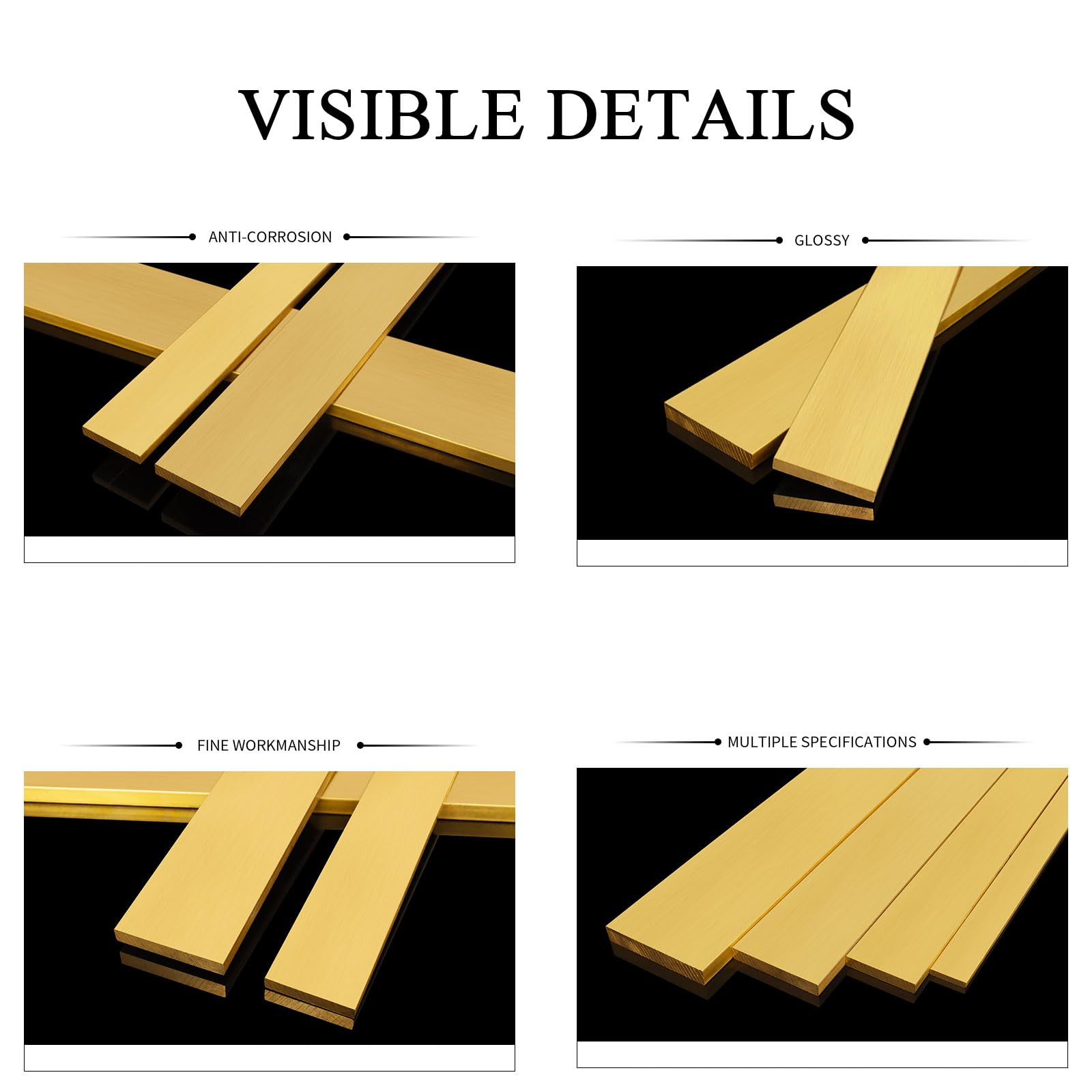 Barra piatta in ottone, piastre in ottone spesse 6-9 mm e lunghe 500 mm, materiale in ottone for la fabbricazione elettrica, lavorazione CNC, ferramenta nautica, fai da te, taglio di precisione(6mm*75