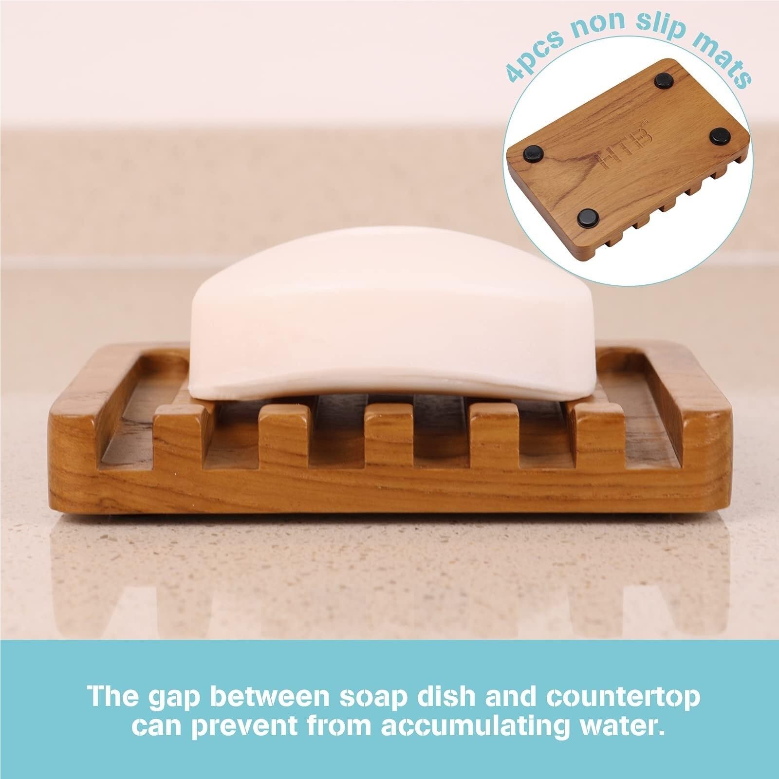 Jaboneras Jabonera de Barra con diseño Cascada Inclinada, Madera Teca Nuevos artículos Esenciales para el hogar