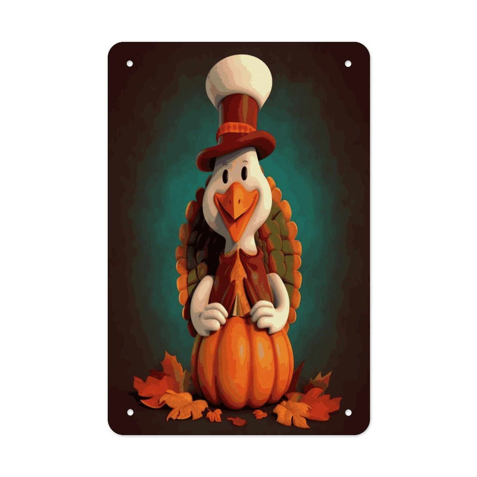 Btcowzrv Style Happy Thanksgiving Turkey Metal Tin Sign Wall Decor Hanging Plaque
