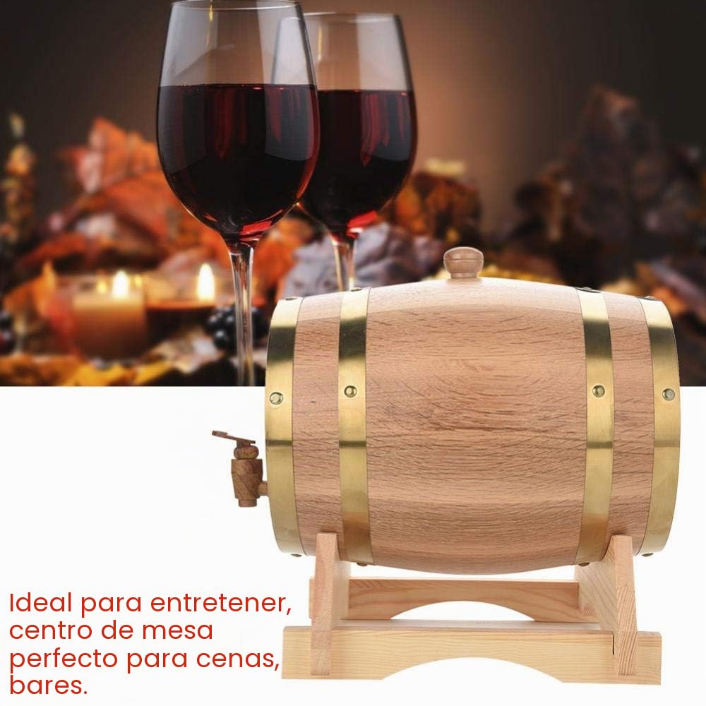 Barril de madera, barril de roble, barril de whisky, dispensador de bebidas en forma de barril de 5 l, decantador de barril de madera con grifo, dispensador de alcohol, ideal para vino, whisky