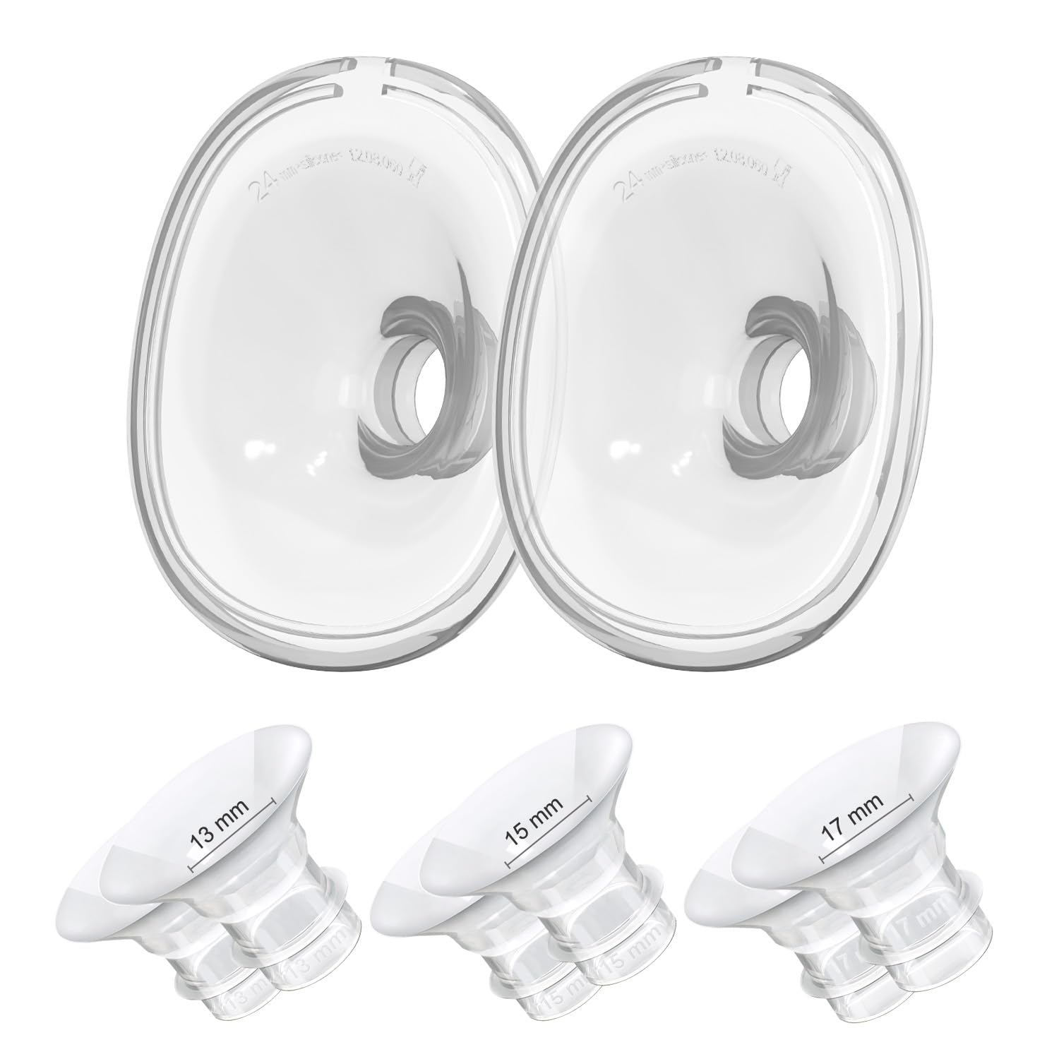 Flange Inserts 13/15/17mm 6PCS, 24mm Flange Compatible with Lansinoh Discreet Duo Nuliie S32 Series Wearable Breast Pump Replacement Parts/Accessories