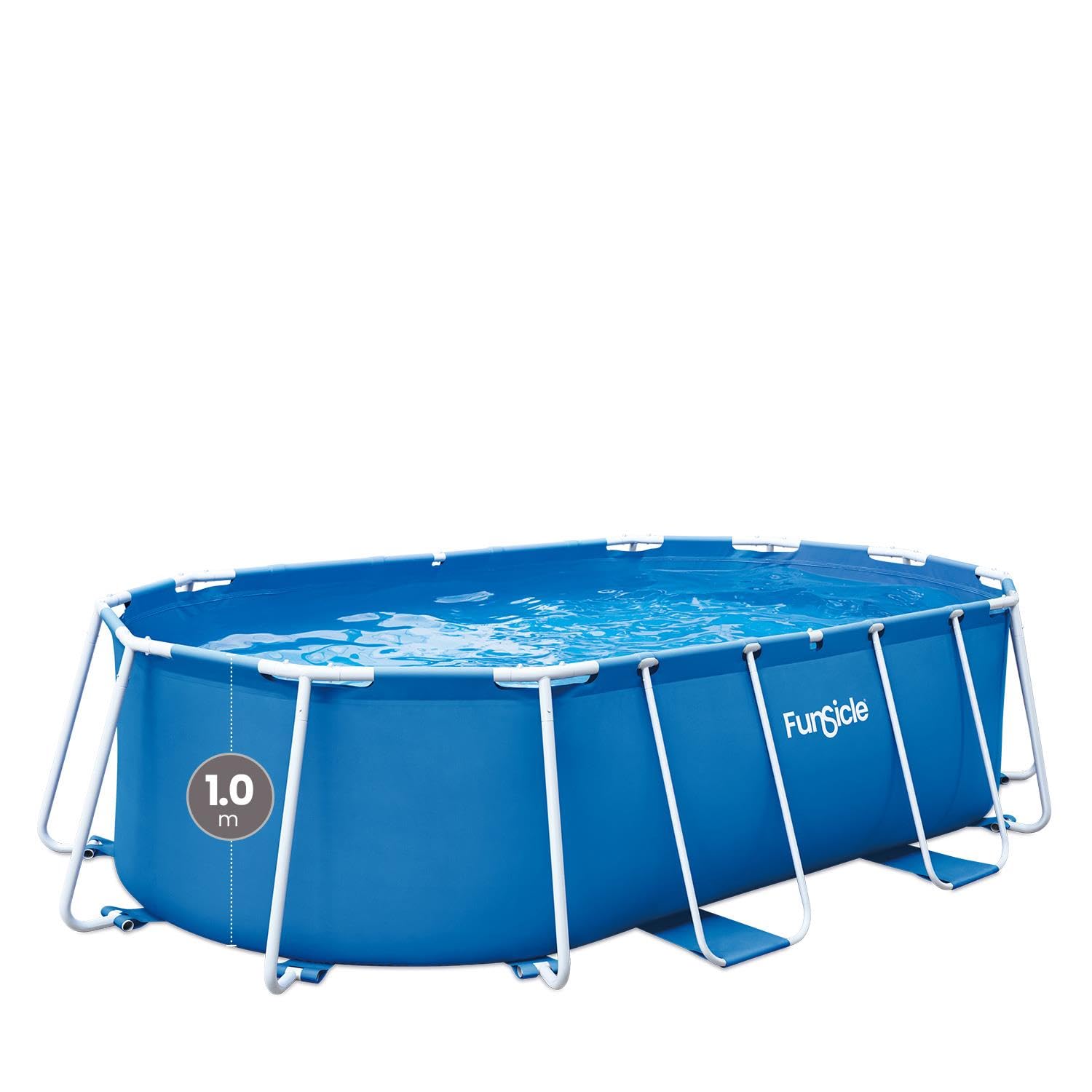Funsicle 4.24m (13'11") Oval Activity Pool, Outdoor Above Ground Swimming Pool, Strong metal frame Pool Ideal for 6 to 7 people, Measures 4.24m x 2.5m x 1m - Blue