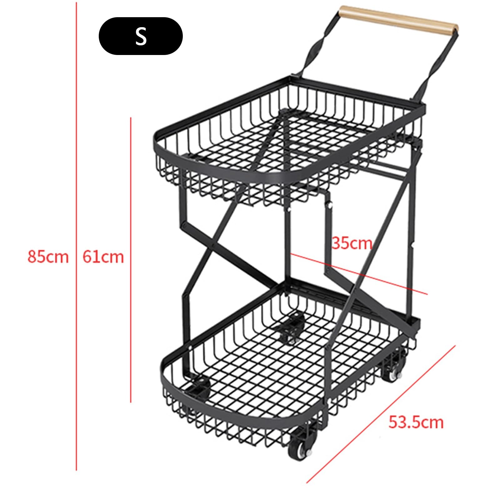 Składany wózek na zakupy z kółkami, duża pojemność, zintegrowany kosz na artykuły spożywcze, pranie i przechowywanie – łatwy transport, 53,5 x 35 x 97 cm