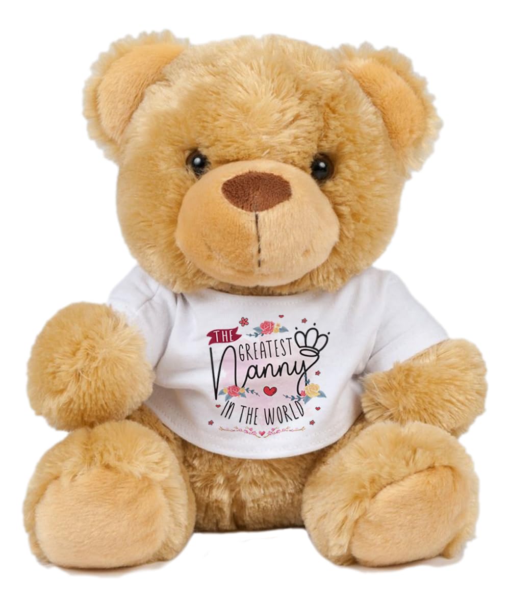 Getagift The Greatest Nanny in the World - Mother's Day, Soft Toys, Teddy Bear. (Brown Teddy)