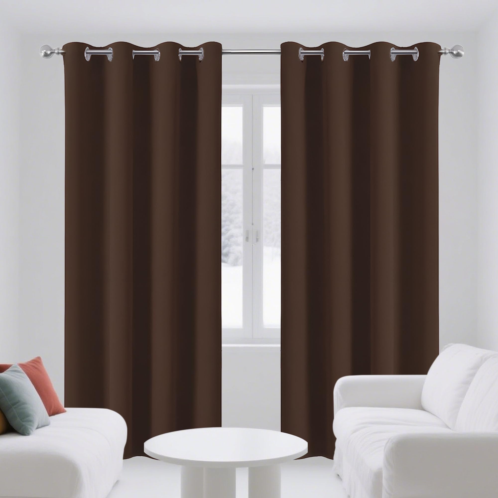 Verdunklungsvorhänge 1Er Set 182 x 195 cm Leichte & Weiche Winter Extra Warm Lärmschutz Vorhang Blickdicht, Thermo Vorhang Kurz Vielen Farben Und Größen für Wohnzimmer, braun