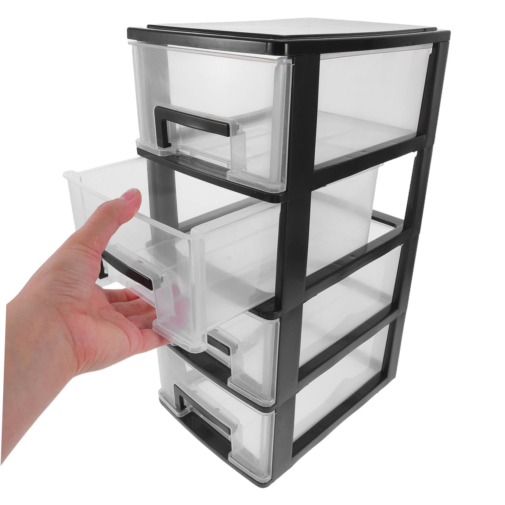 Didiseaon Mobiletto Portaoggetti in Plastica Trasparente 4 Cassetti, Organizer Compatto per Cosmetici e Articoli da Scrivania, Contenitore Salvaspazio Portatile per Ufficio e Studio