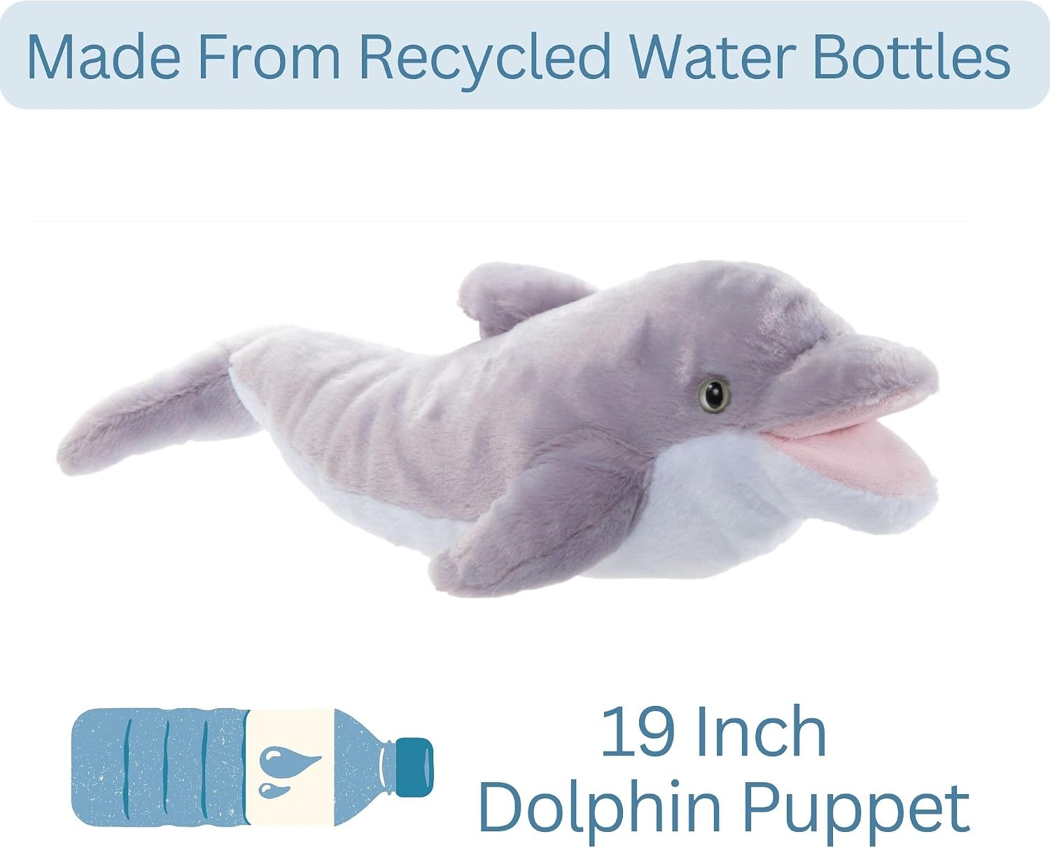 The Petting Zoo Dolphin Hand Puppet Stuffed Animal Plushie, Gifts for Kids, Puppetz Animals, Dolphin Interactive Puppets Plush Toy 19 Inches