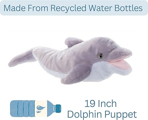 Miniatura 7 de The Petting Zoo Peluche de marioneta de mano de delfín, regalos para niños, animales títeres, marionetas interactivas de delfín, juguete de peluche