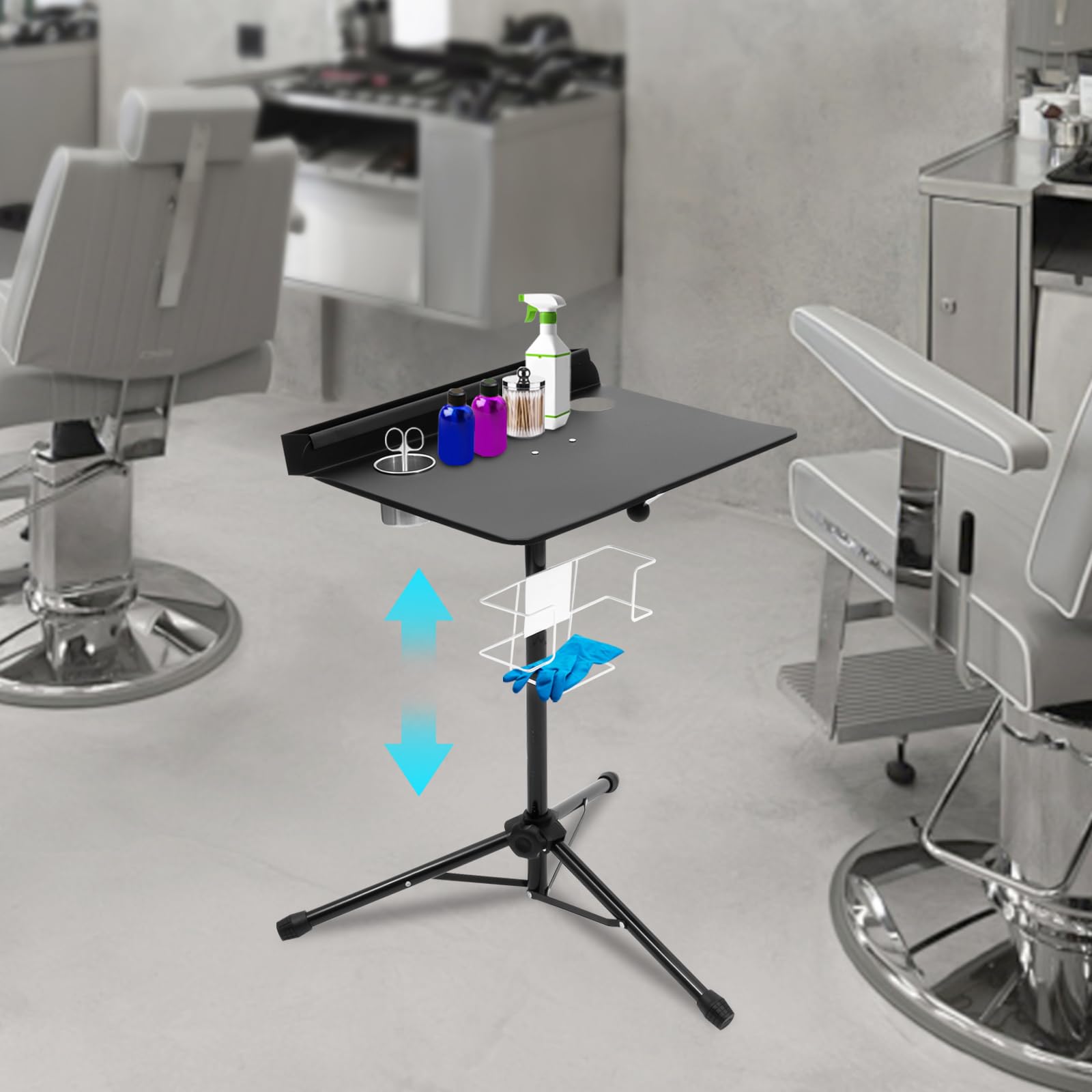 Banco de trabajo para tatuajes, portátil, altura ajustable, 61-107 cm, banco de trabajo para estudios de tatuajes, belleza, masaje, manicura y salón