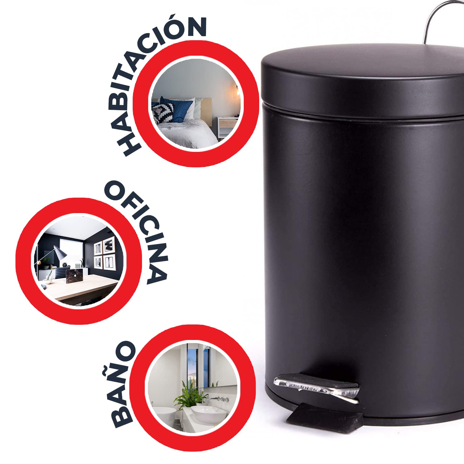 TIENDA EURASIA - Papelera, Papelera de Baño con Pedal, Papelera Oficina con Cubo Extraible, Papelera Escritorio Fabricada en Acero Inoxidable, Cubo de Basura, Contenedor con Pedal (20 litros)