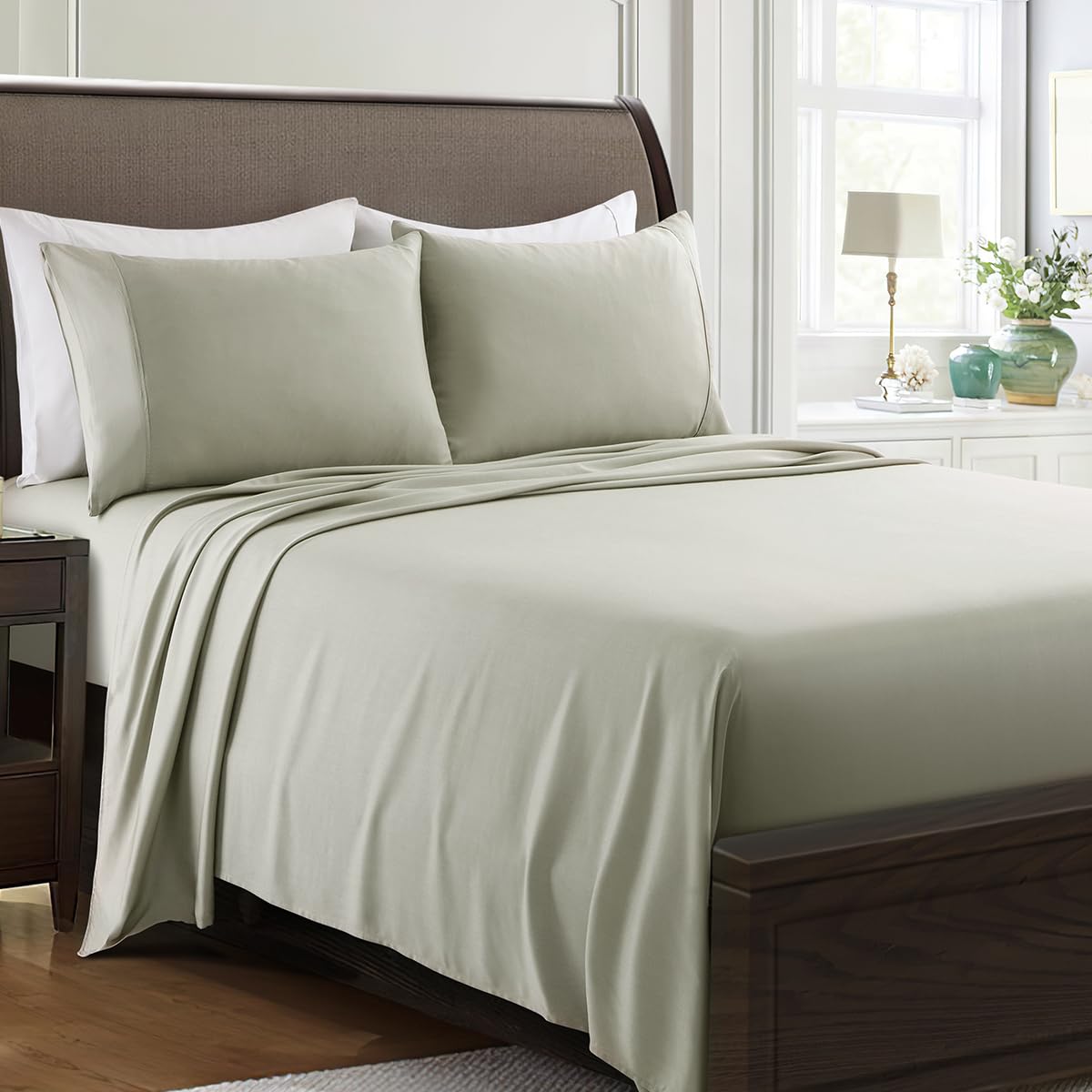 IBAMA 100% Cotton Bed Sheet Set Twin Size With Pillowcases 3 Pieces For Dorm Room Including 1 X Fitted Sheet 1 X Pillowcase 1 X Flat Sheet Breathable And Machine Washable, Twin