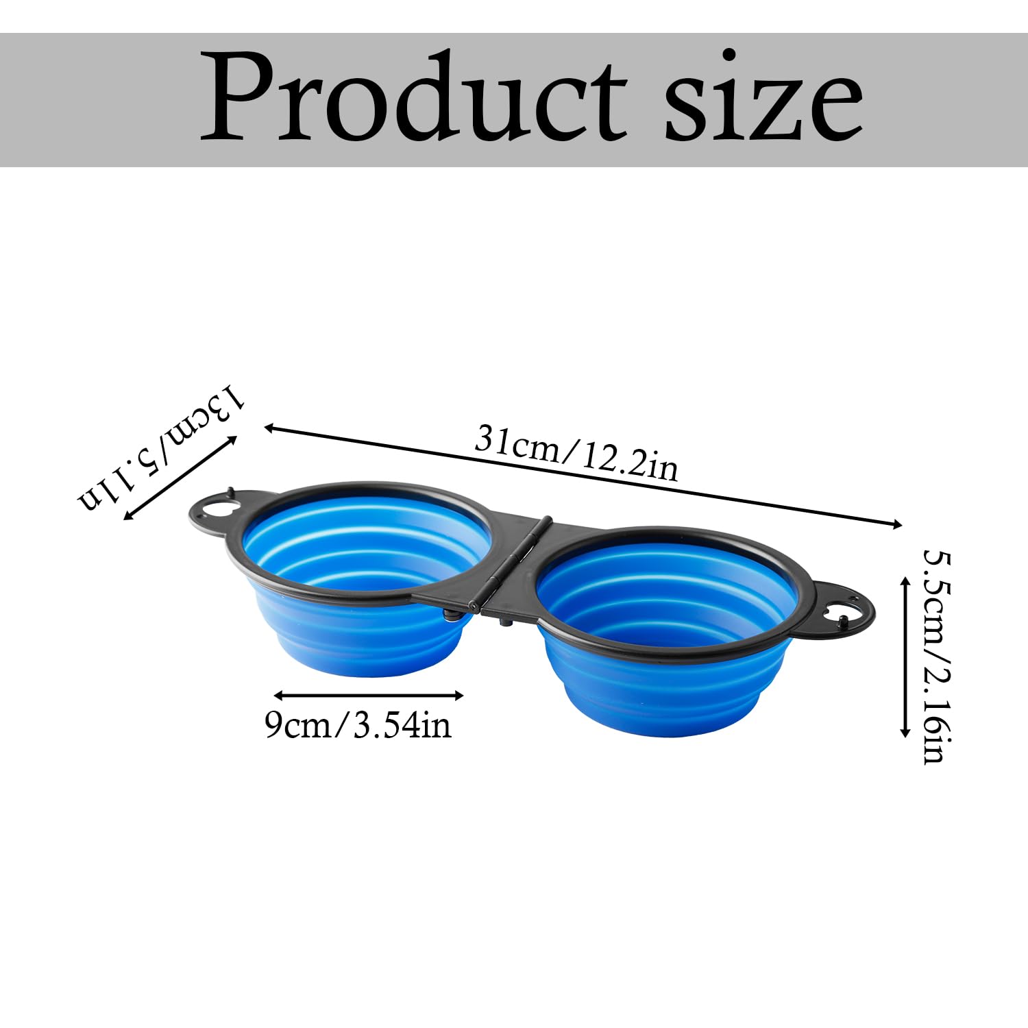 Bojueshaw Collapsible Dog Silicone Bowls,2-in-1 Portable Pet Travel Bowl with Carabiner for Puppy Hiking,Camping,and Outdoor Adventures(Blue) - Image 2