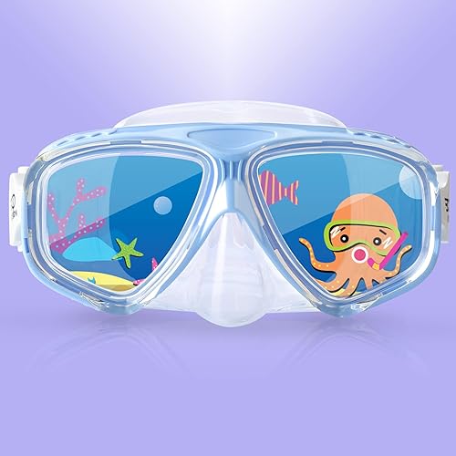 Máscara de buceo para niños, unisex, con vista panorámica de 180, antivaho para niños y niñas, gafas de natación con cubierta para la nariz, equipo