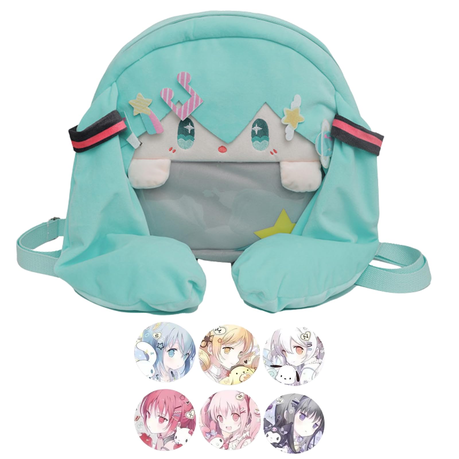 HOKMAH Kawaii Backpack with Kawaii Pin and Accessories, Comic-Con y2k Shoulder Bag Daypack cute Backpack Grunge Itabag Purse (Grass)
