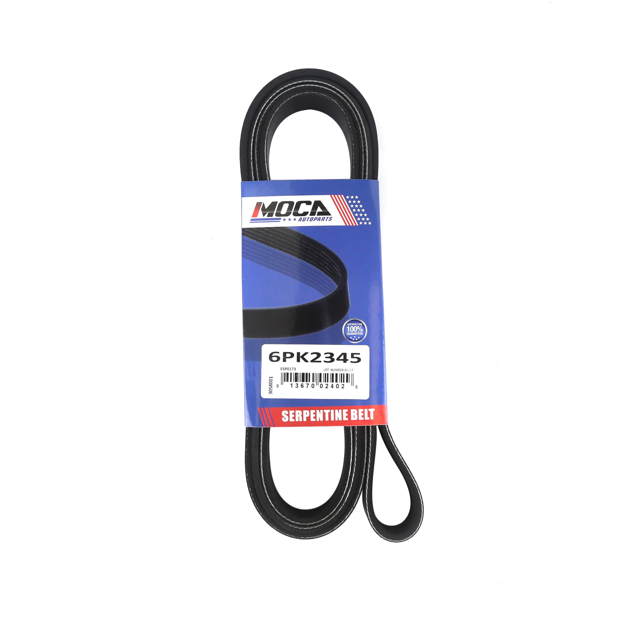 MOCA 6PK2345 EPDM Serpentine Belt Fit for Cadillac Escalade EXT ESV 6.0L &amp; 03-15 for Chevrolet Express 2500 6.0L &amp; for Ford Crown Victoria 4.6L - ONLY Fits for Chevrolet w/ 105 Amp Alternator