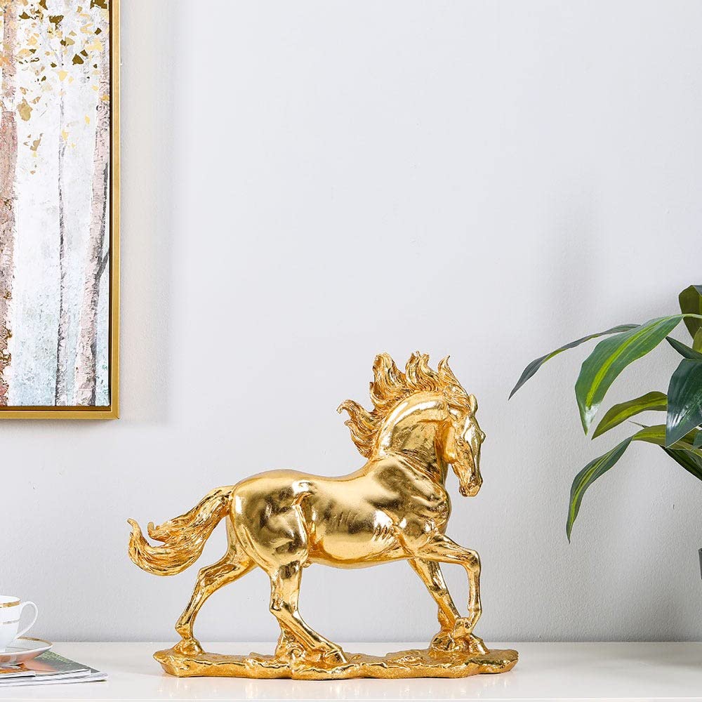 Danube HomeLori Single Horse Figurine Gold 45X14X36.3Cm