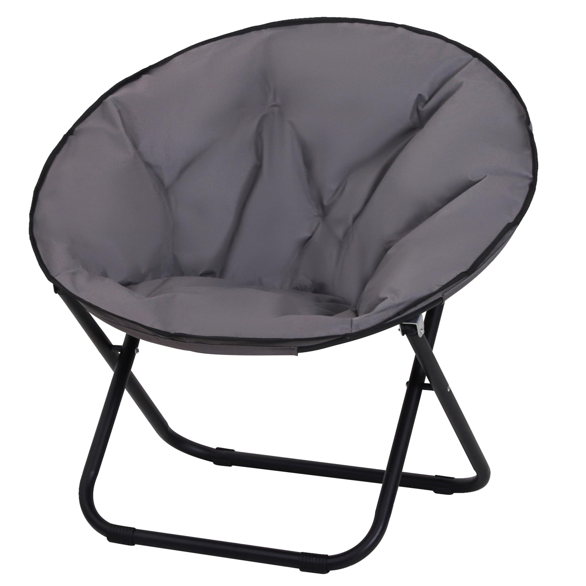 Outsunny Silla de Luna Plegable Silla de Camping Silla de Platillo con Patas de Metal y Asiento de Tela Oxford Carga 120 kg para Playa Terraza Patio 80x80x75 cm Gris