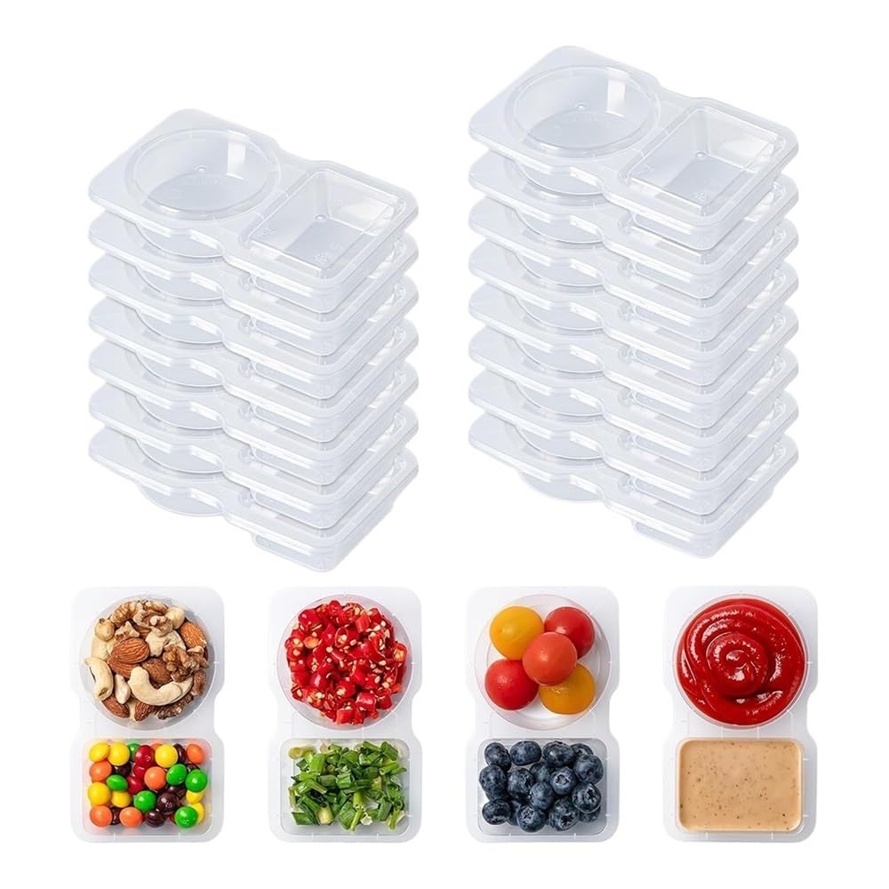 Clarture Double Compartment Snack Container - Portable 10/15/20pcs Snack and Seasoning Box with Lid for Outdoor Picnics and Daily Use