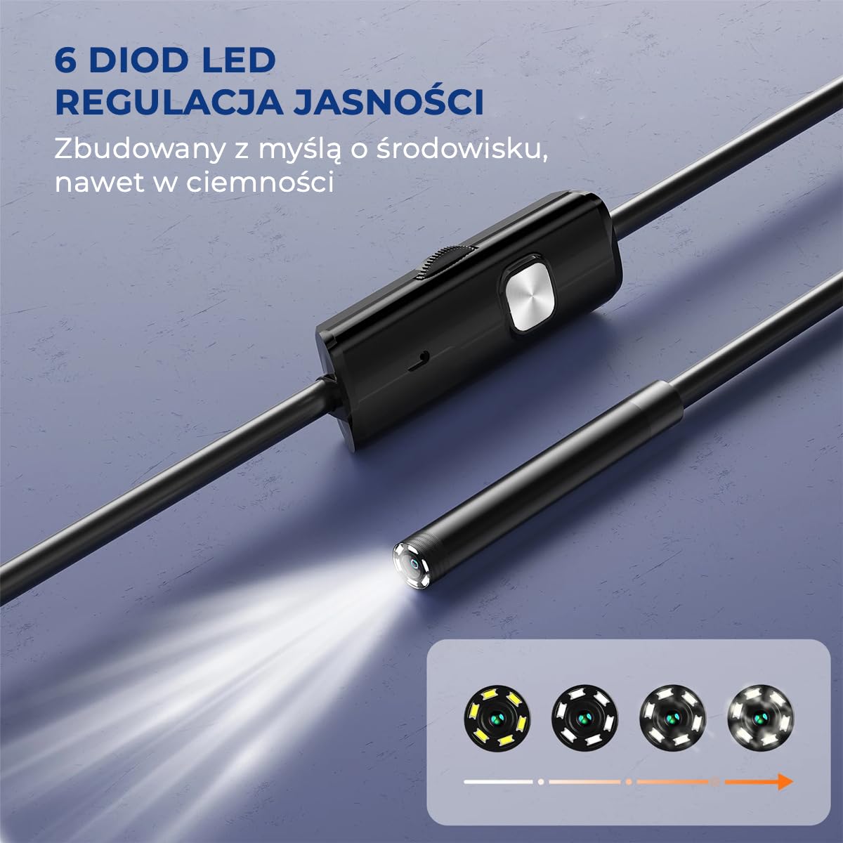 Kamera endoskopowa z adapterem USB i USB-C, wodoszczelna kamera inspekcyjna IP67 z regulowanymi diodami LED do telefonów z systemem Android i komputerów